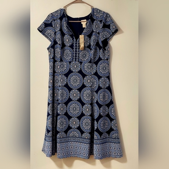Chico's Dresses & Skirts - CHICOS's (12)Sz 2 Medallian Fully Lined dress Poly/ Spandex CAP sleeve MSRP $149